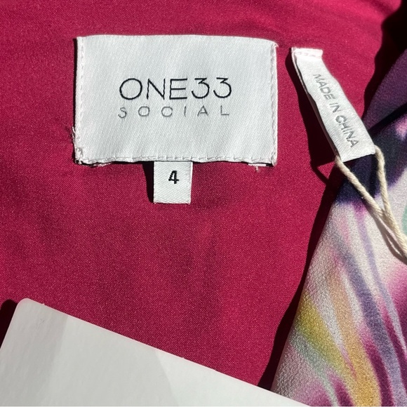 NWT One 33 Social Ruched Floral-Print Flounce Mini Dress, Size 12 - Picture 4 of 5